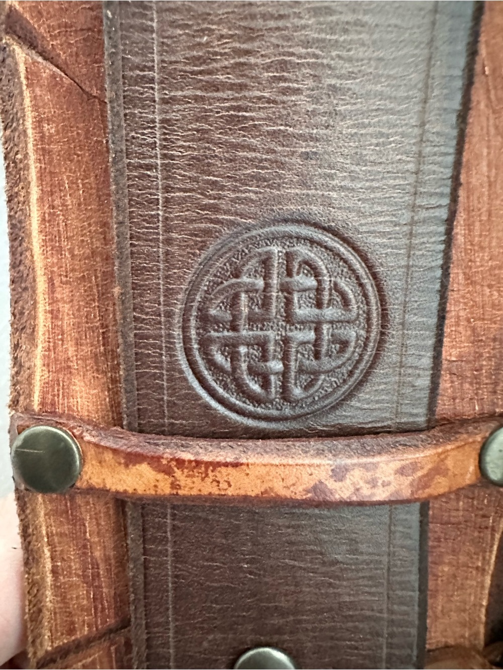 Brown Distressed Leather Waist Apron Skirt Kilt with Bones Charm Details - Picture 5 of 8